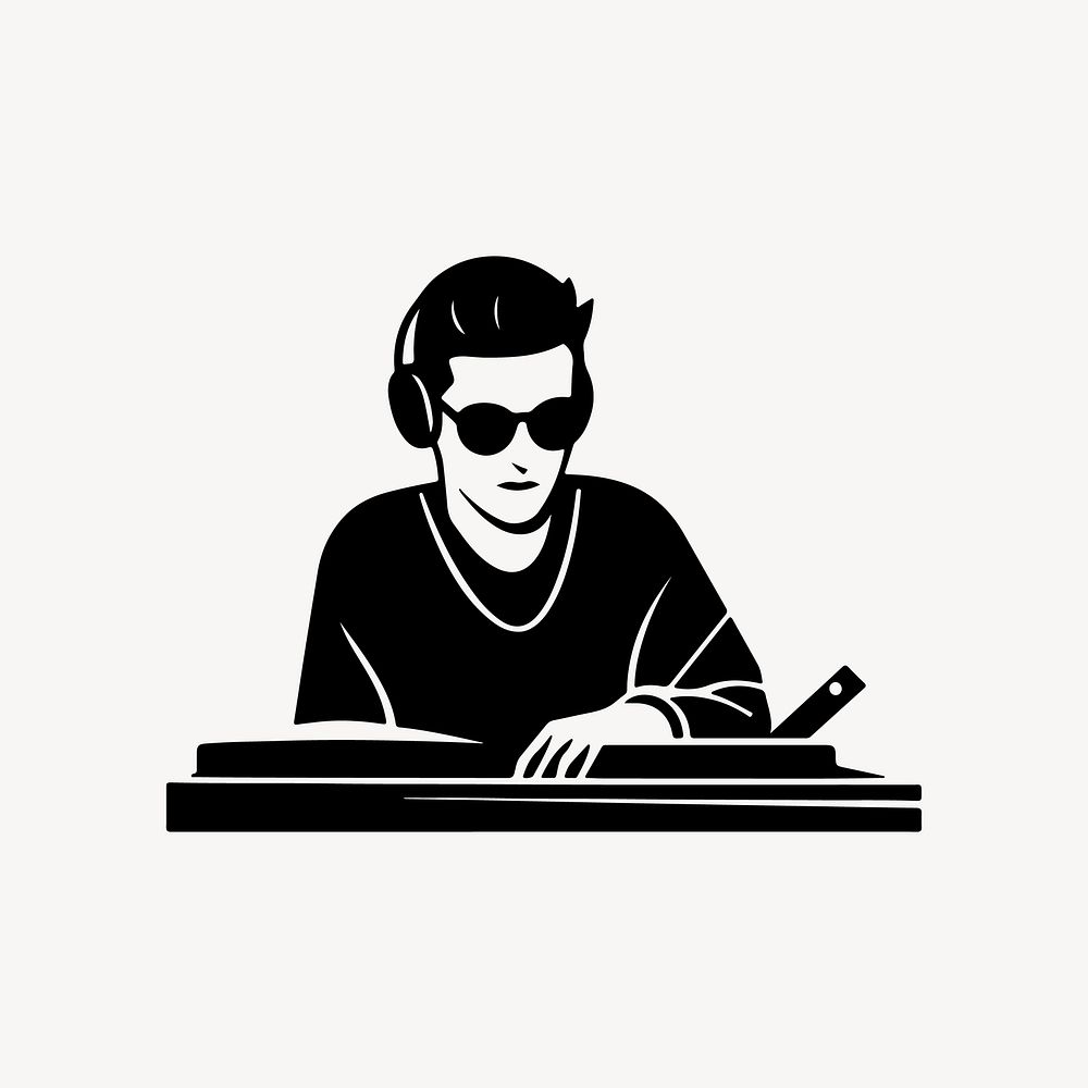DJ  character line art illustration