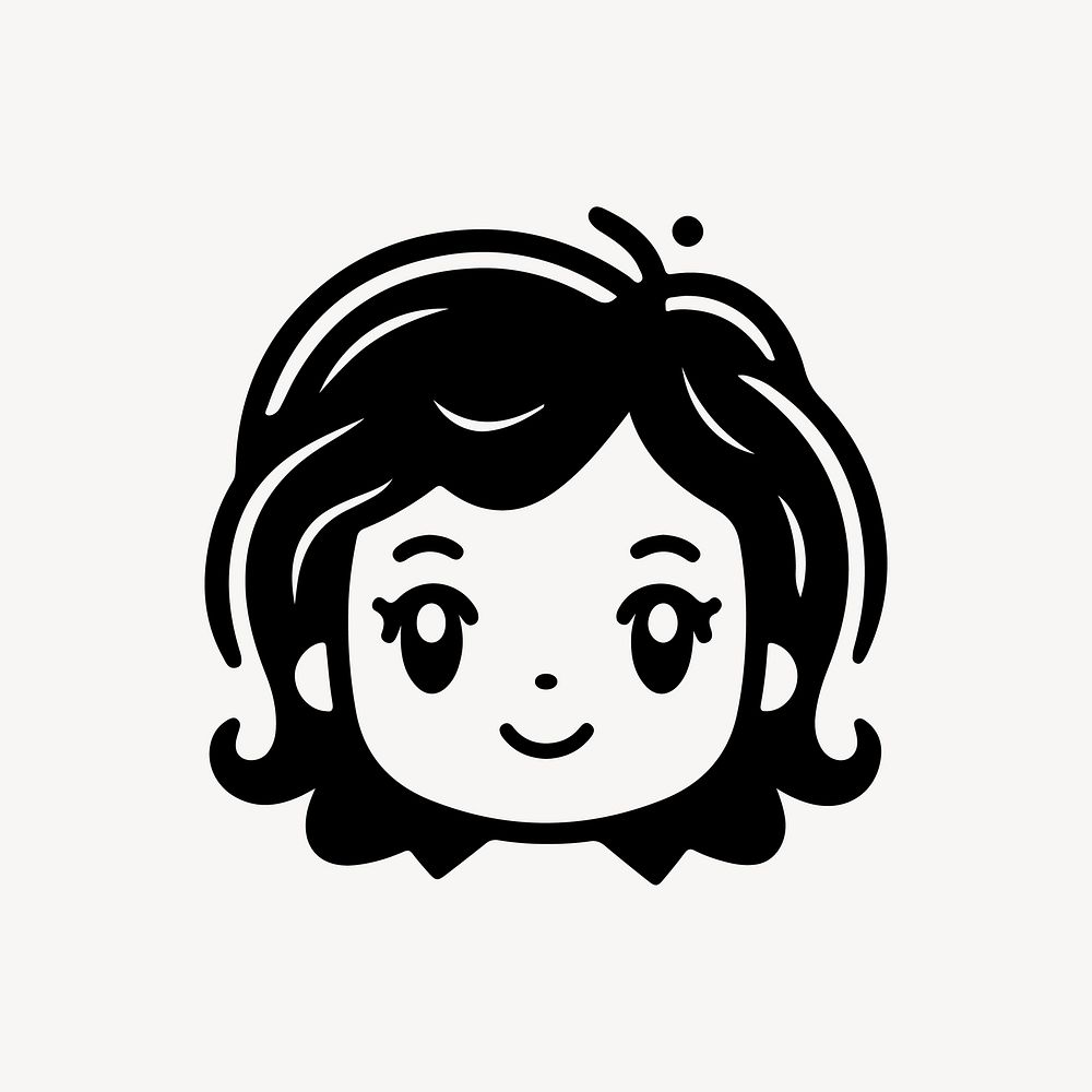 Happy girl  character line art illustration