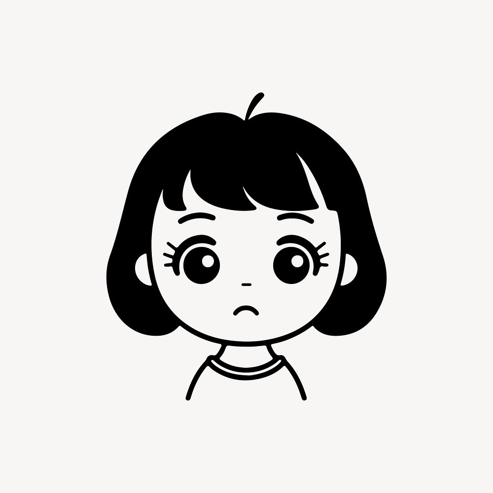 Sad woman  character line art illustration