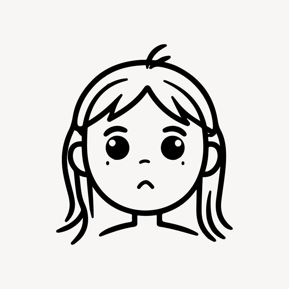 Sad woman character line art | Free Photo Illustration - rawpixel