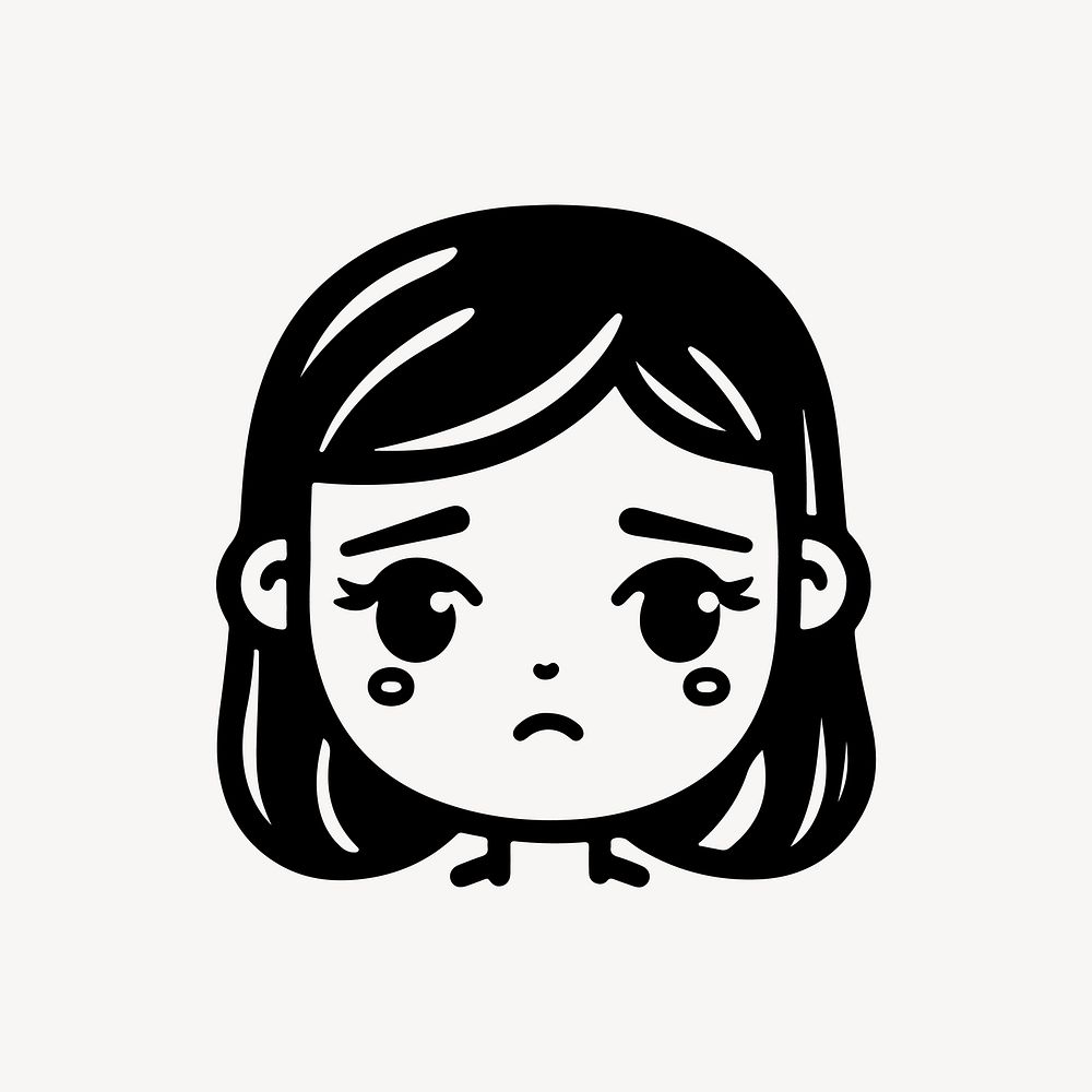 Sad girl  character line art illustration