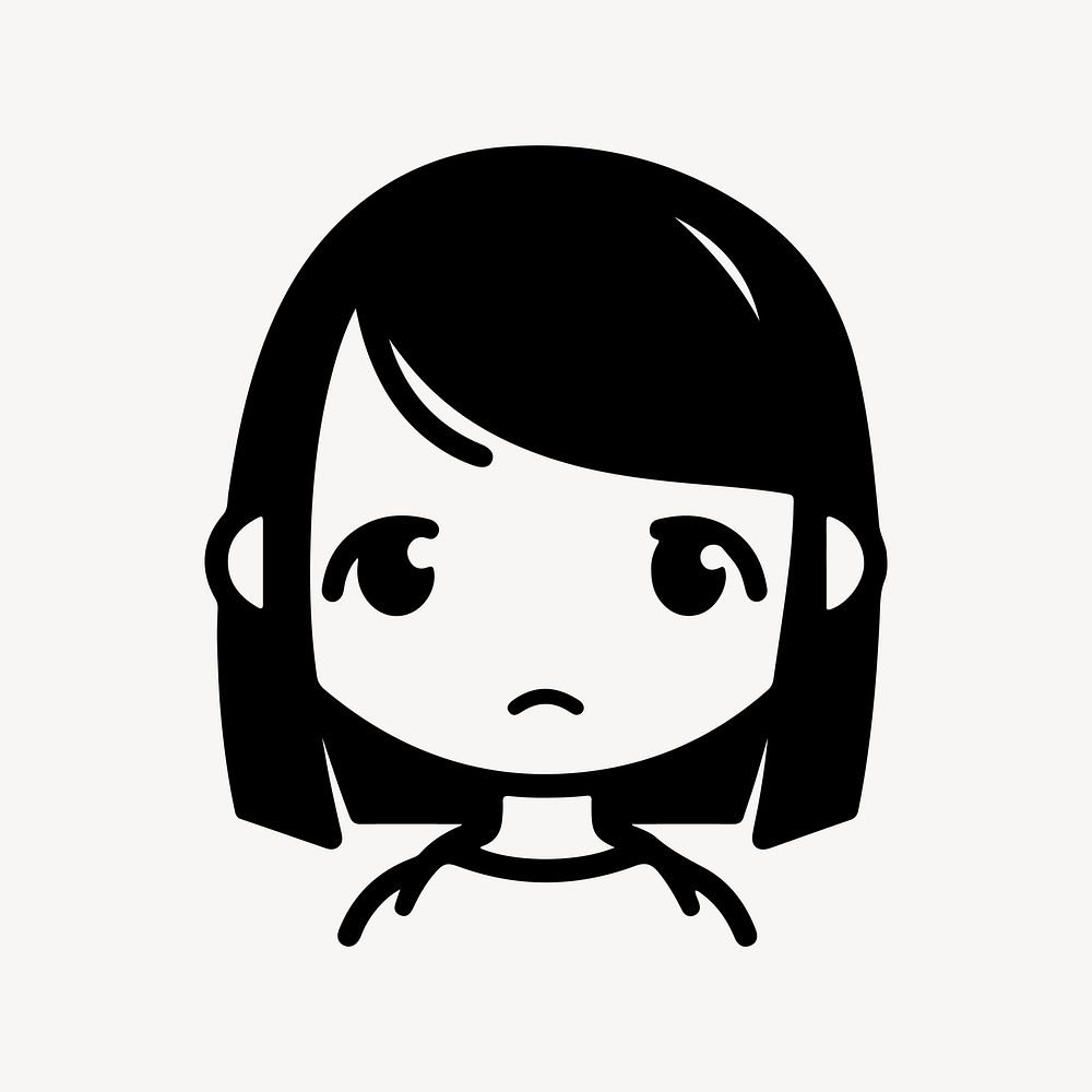 Sad girl  character line art illustration