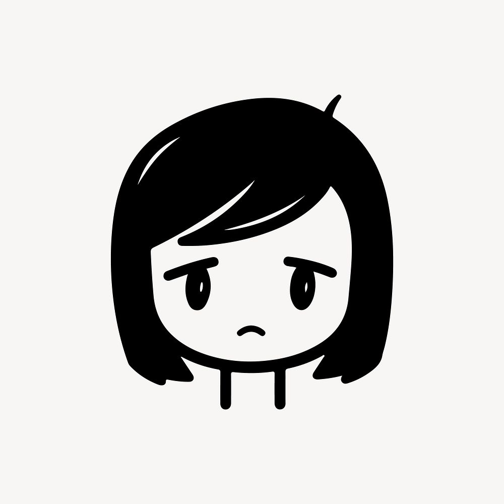 Sad woman  character line art illustration