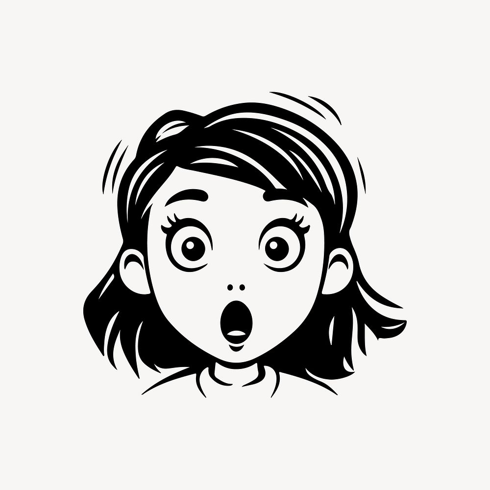 Surprised woman  character line art illustration