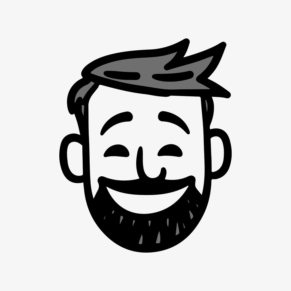 Happy beard man  character line art illustration