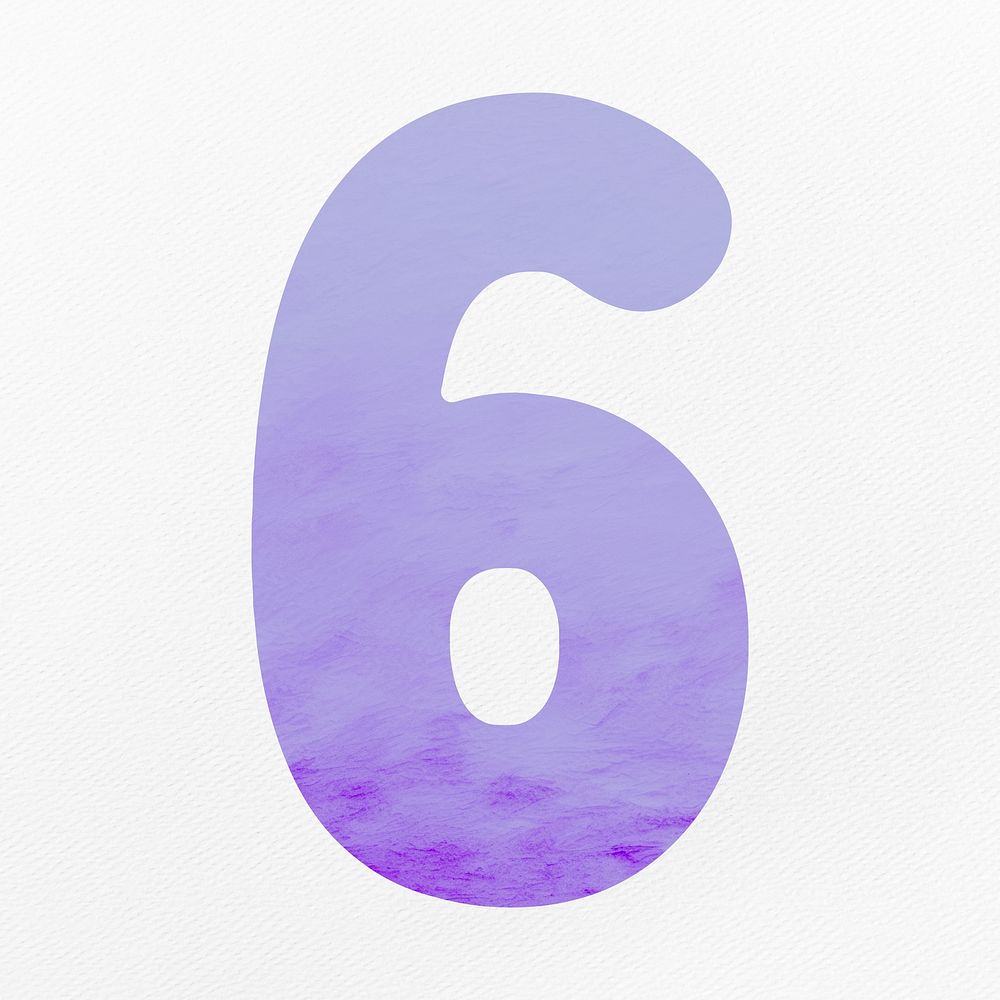 Number 6 in purple illustration
