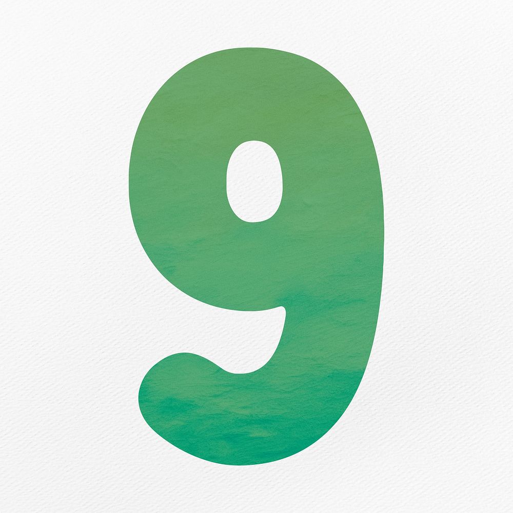 Number 9 in green illustration