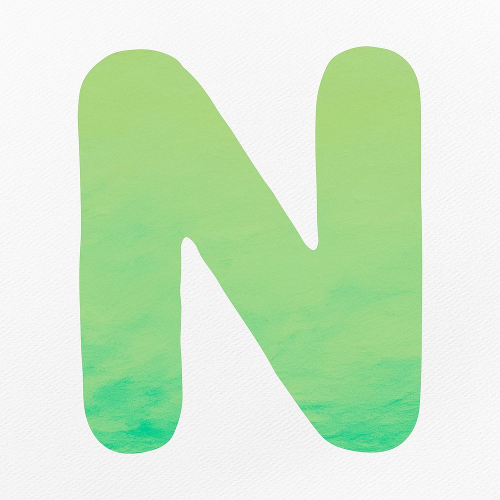 Green letter N alphabet illustration