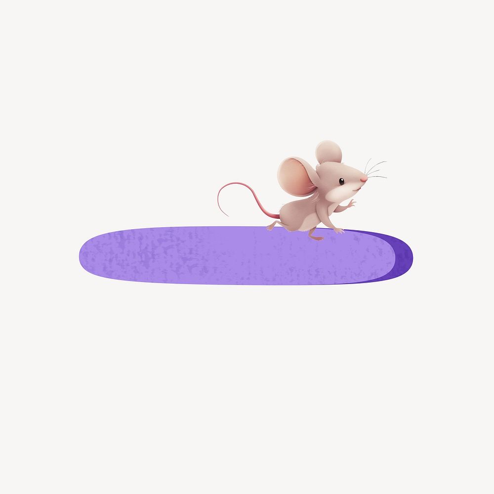 Purple dash with rat character illustration