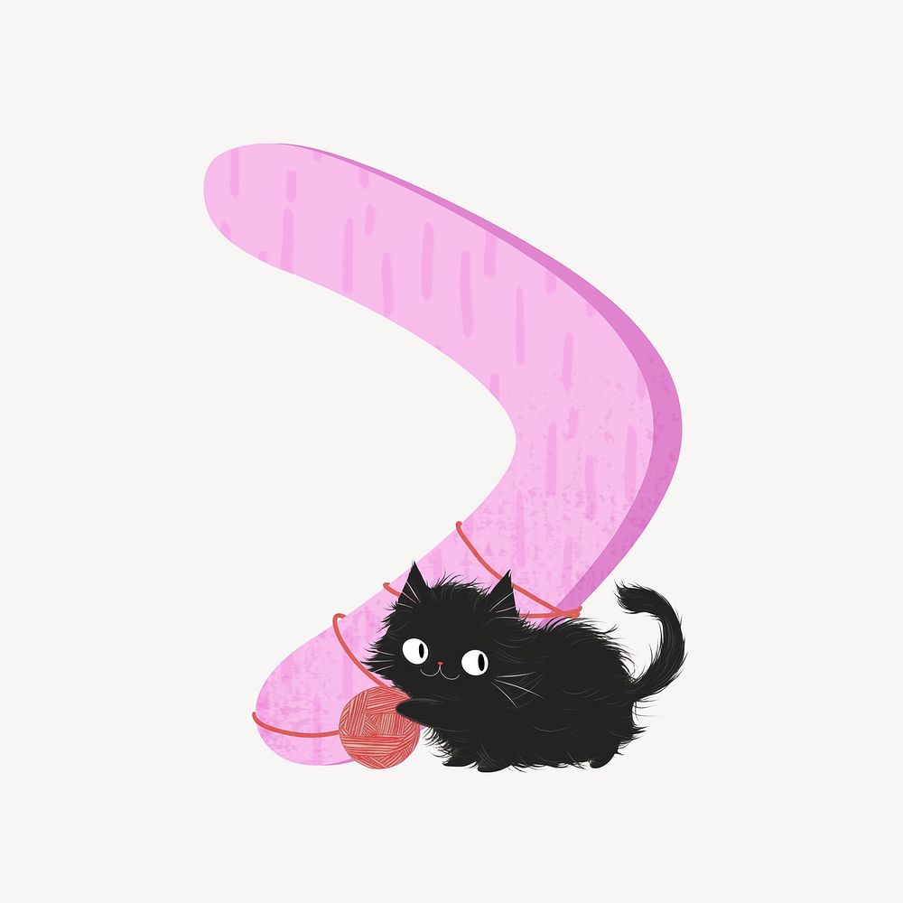 Pink greater than with cat character illustration