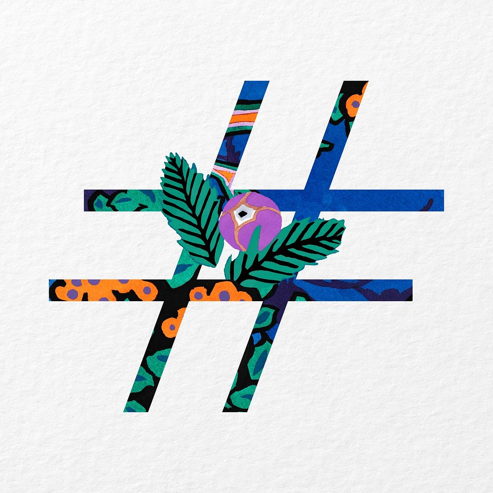 Hashtag sign in Seguy Papillons art illustration