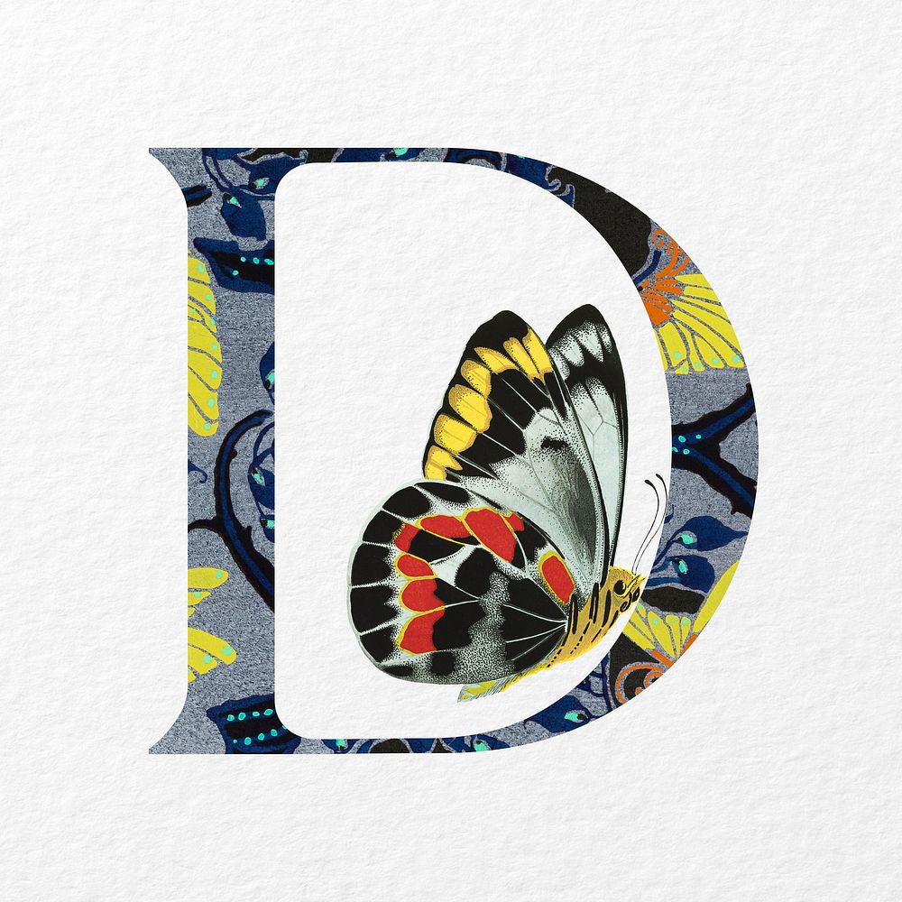 Letter D in Seguy Papillons art alphabet illustration