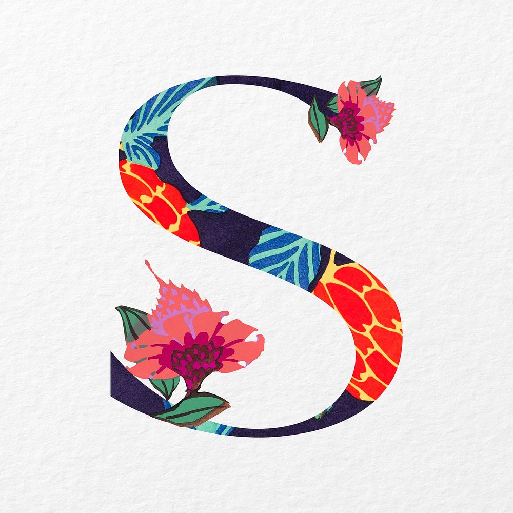 Letter S in Seguy Papillons art alphabet illustration