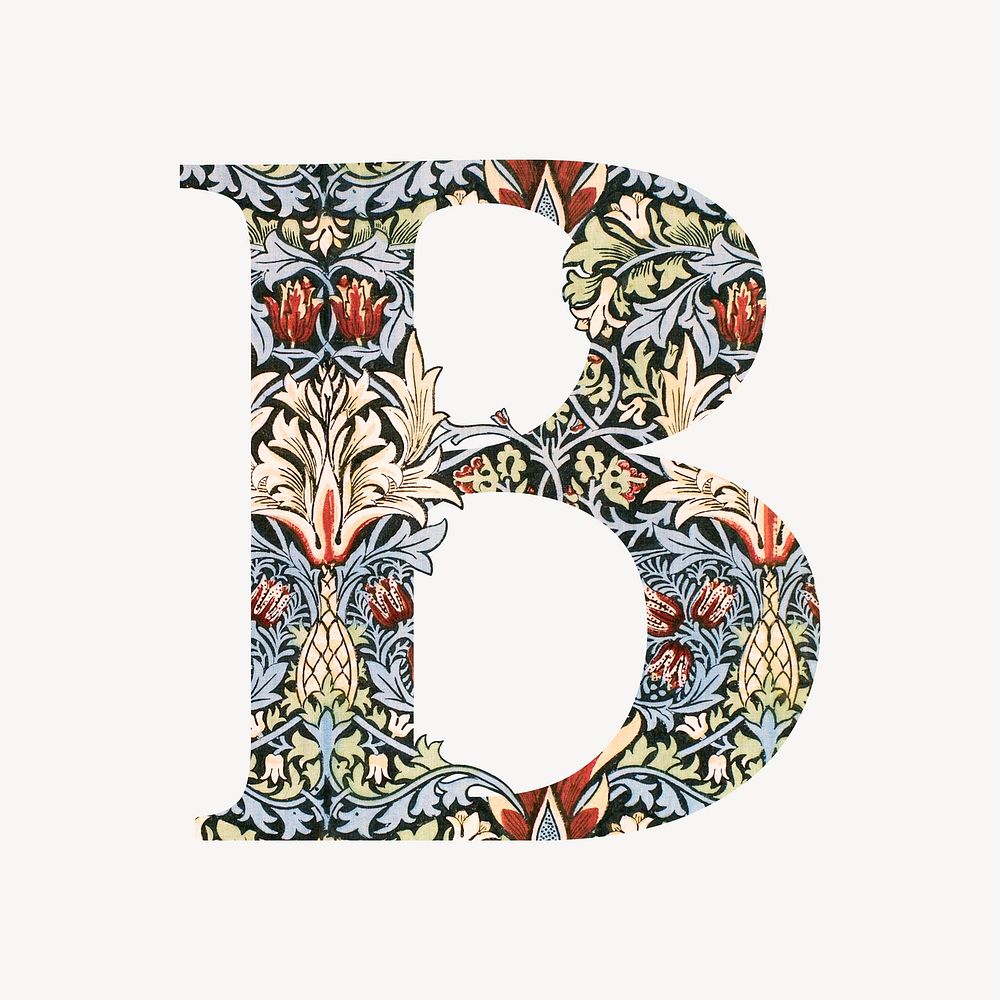 Letter B botanical pattern font, inspired by William Morris