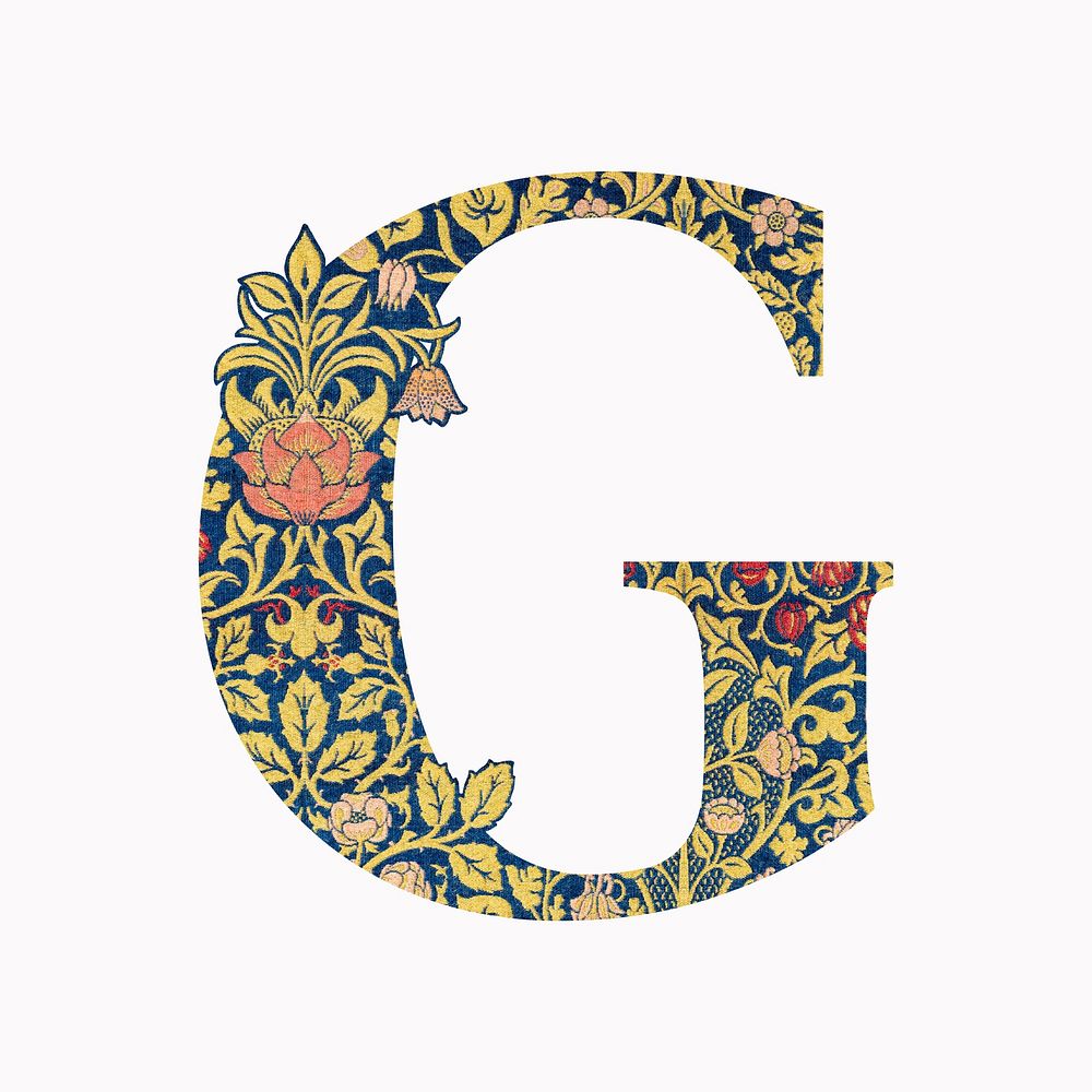 Letter G botanical pattern font, inspired by William Morris