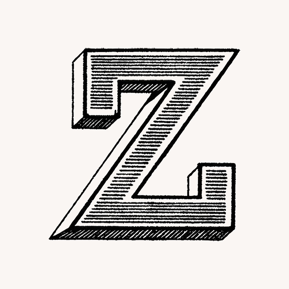 Letter Z in classic medieval art illustration