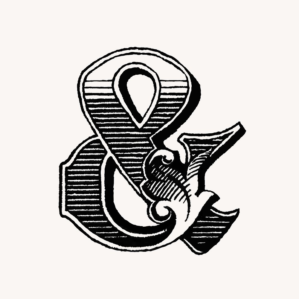 Ampersand sign in classic medieval art illustration