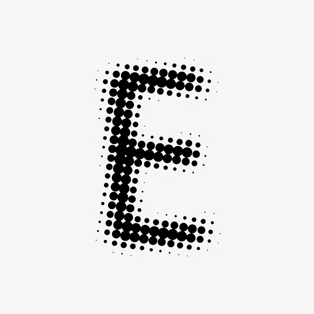E letter, halftone font
