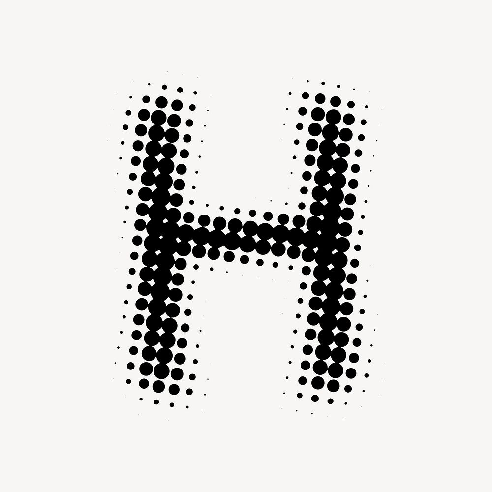 H letter, halftone font