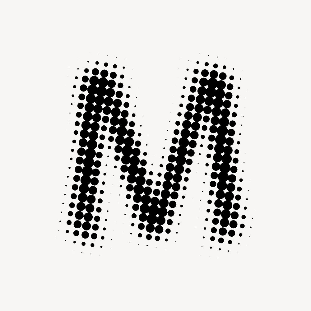 M letter, halftone font