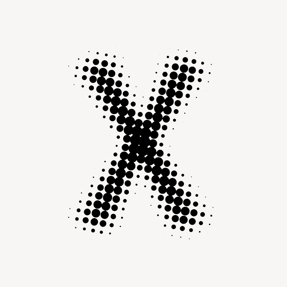 X letter, halftone font