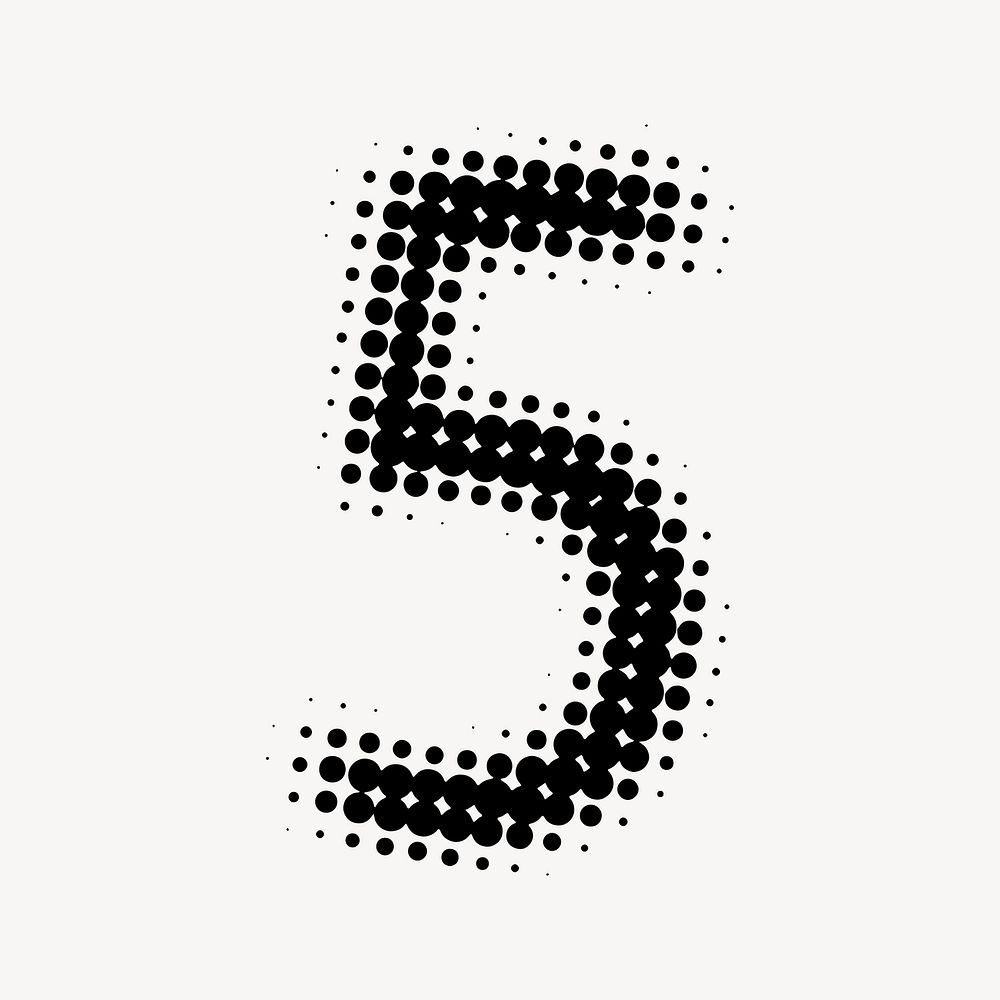 5 number, halftone font | Free Photo Illustration - rawpixel