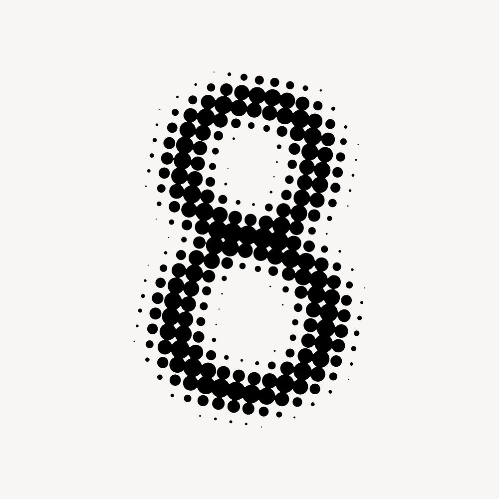 8 number, halftone font