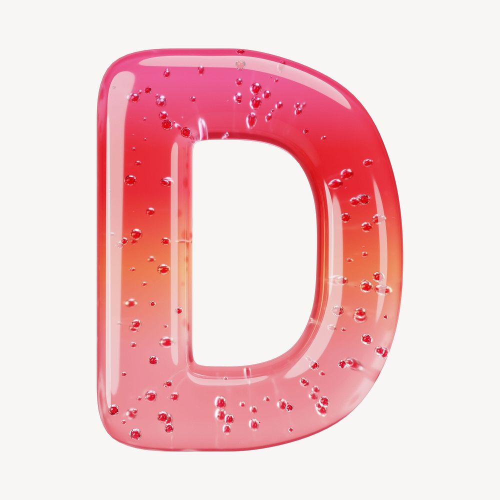 Letter D 3D red jelly alphabet illustration