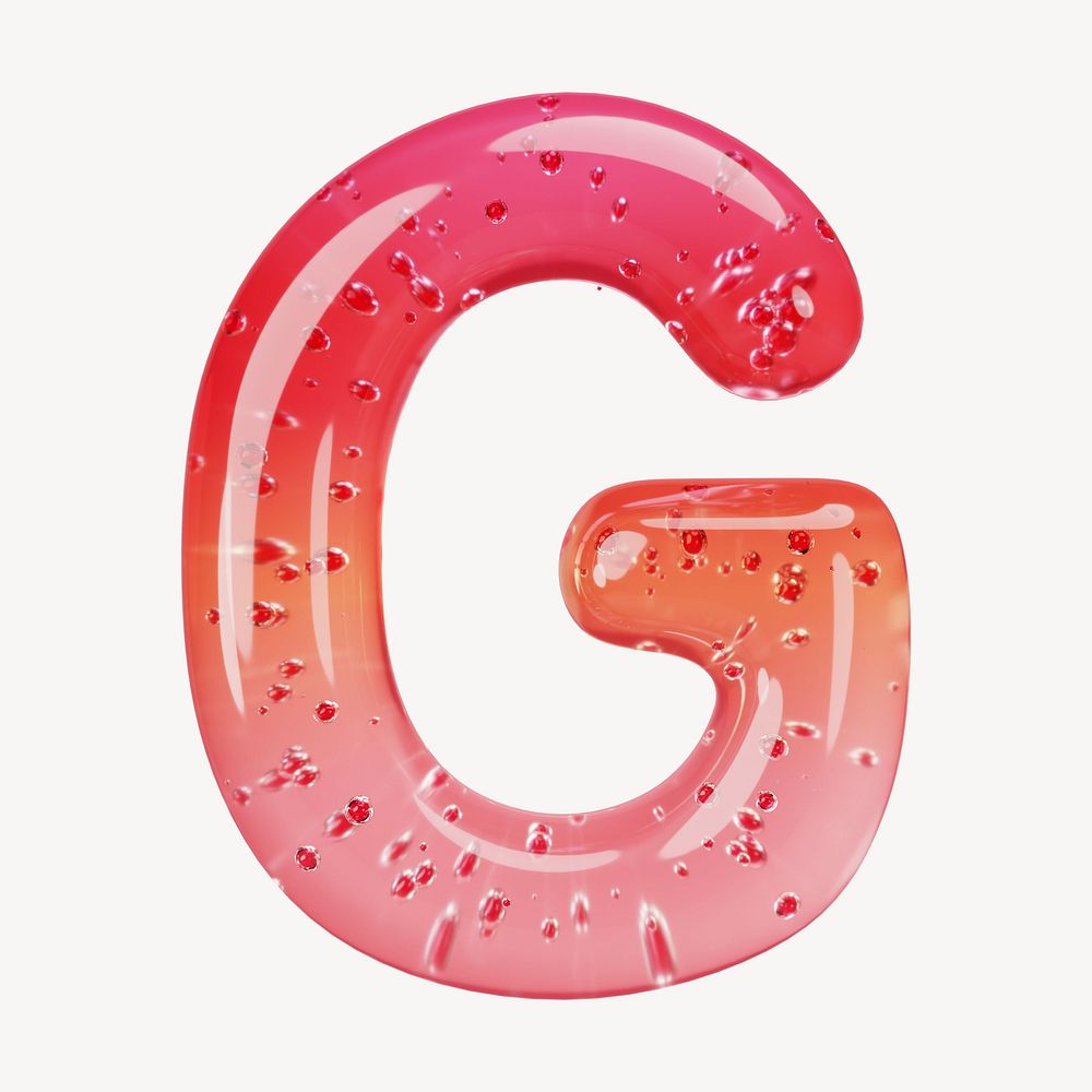 Letter G 3D red jelly alphabet illustration