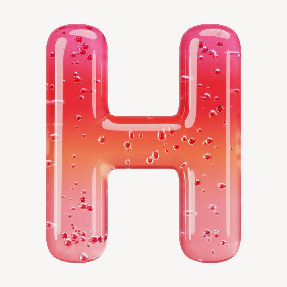 Letter H 3D red jelly alphabet illustration