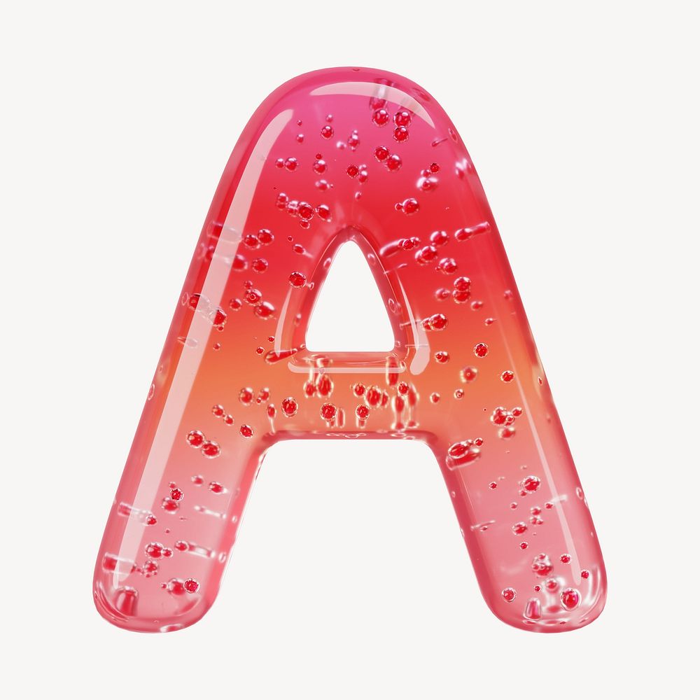 Letter A 3D red jelly alphabet illustration