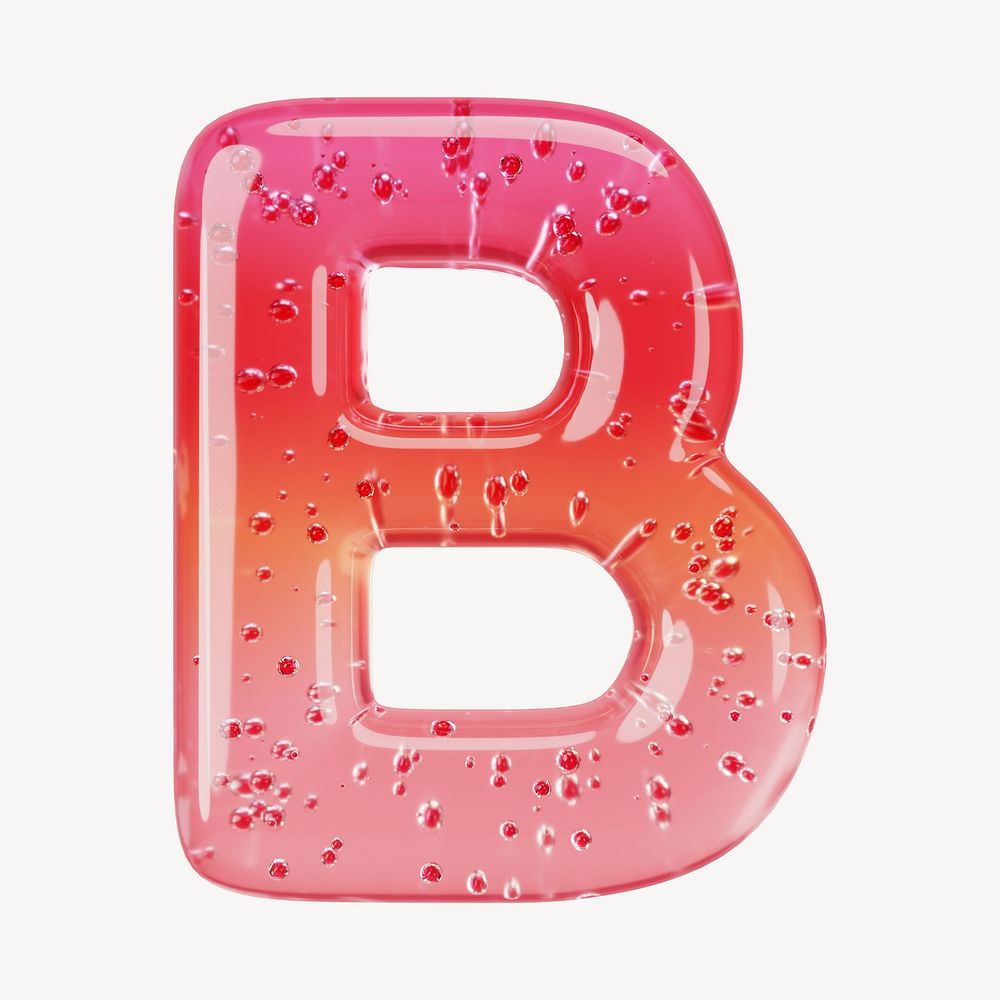 Letter B 3D red jelly alphabet illustration