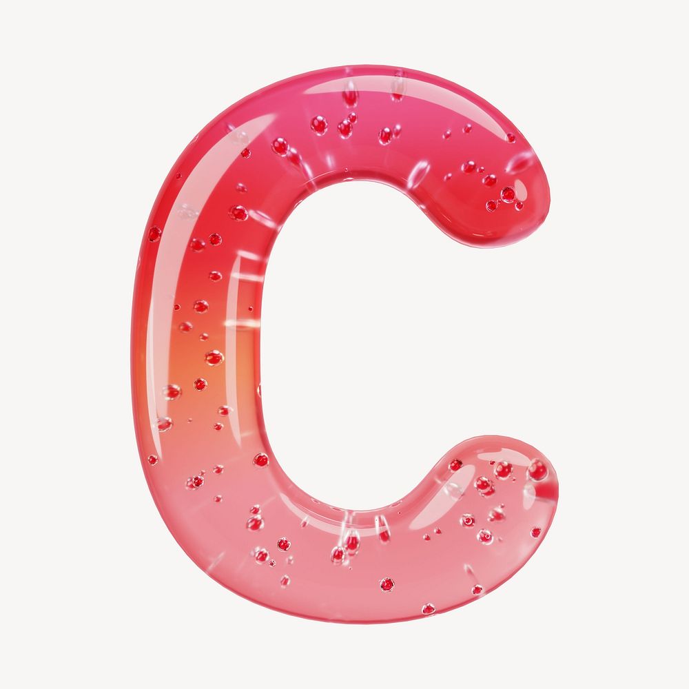 Letter C 3D red jelly alphabet illustration