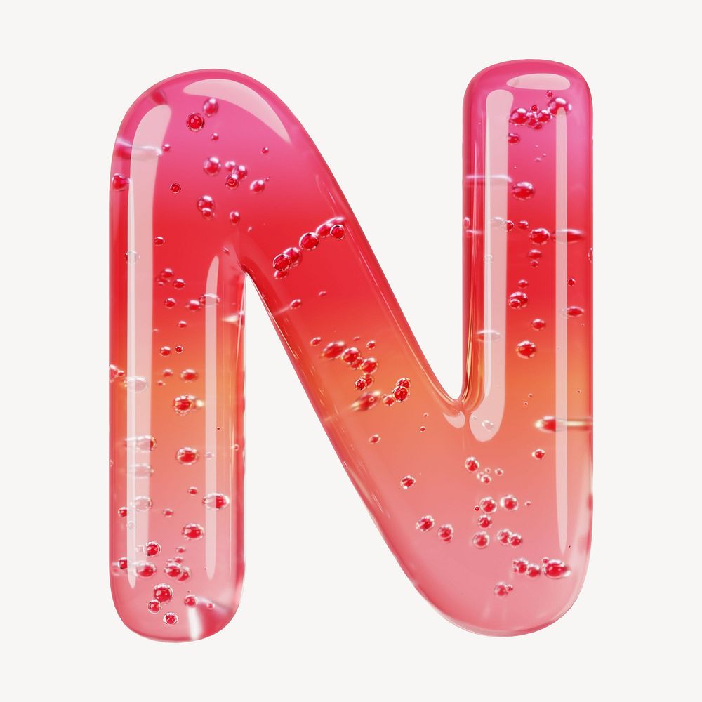 Letter N 3D red jelly alphabet illustration