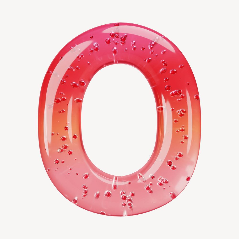Letter O 3D red jelly alphabet illustration