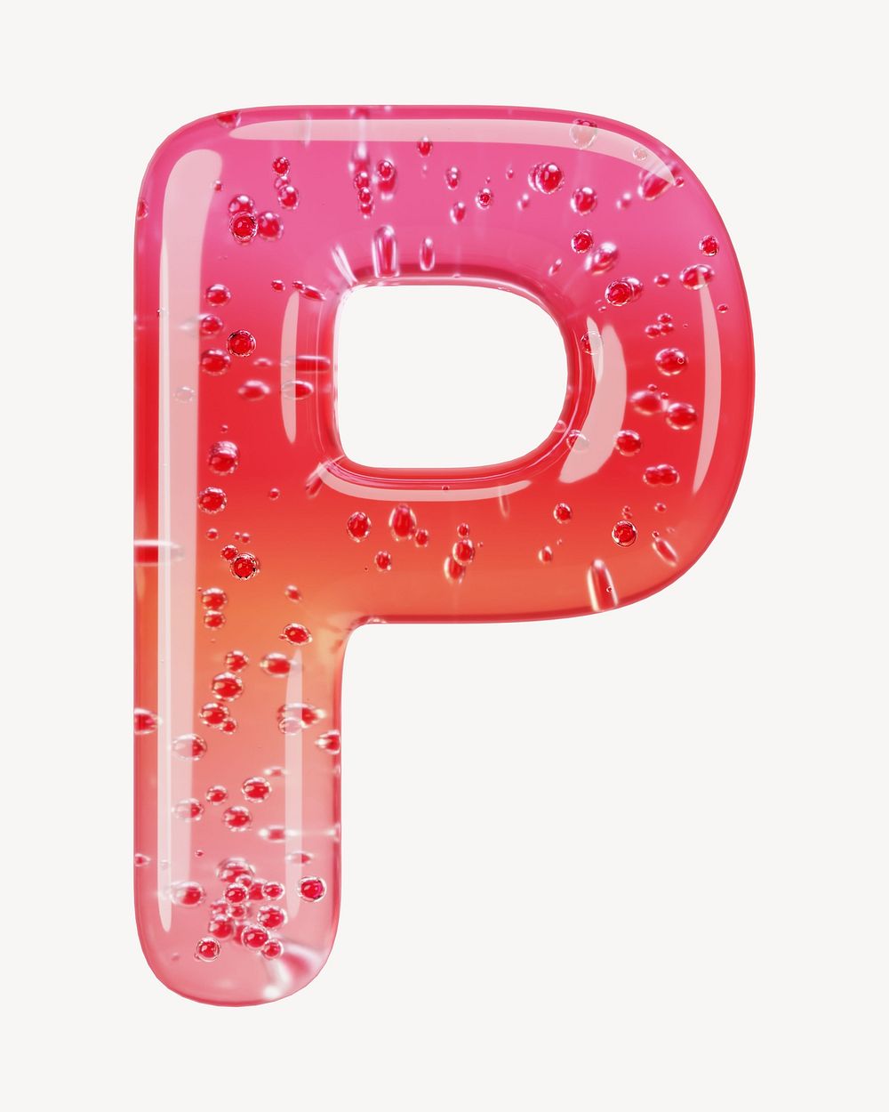Letter P 3D red jelly alphabet illustration