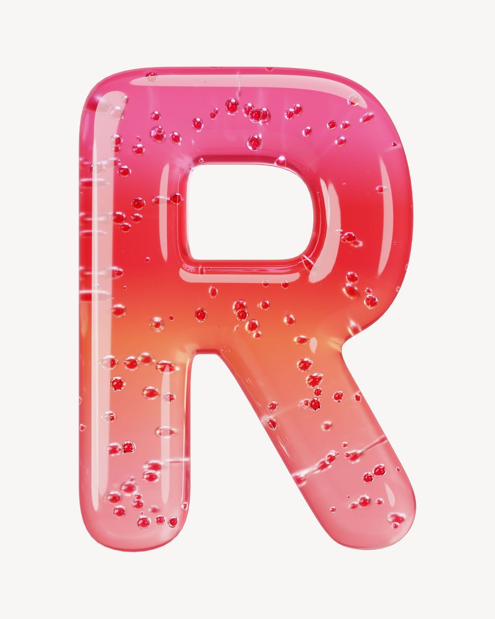 Letter R 3D red jelly alphabet illustration