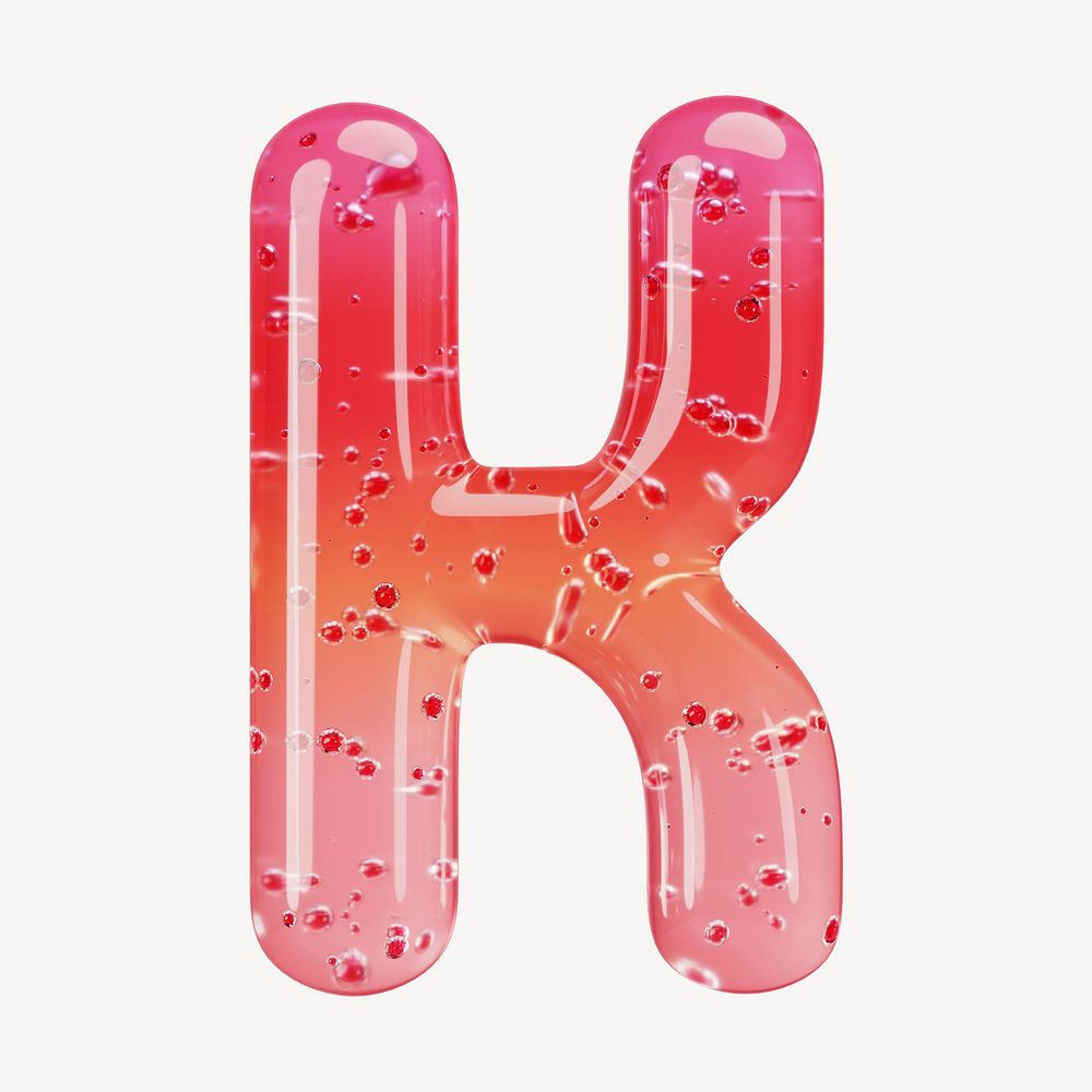 Letter K 3D red jelly alphabet illustration