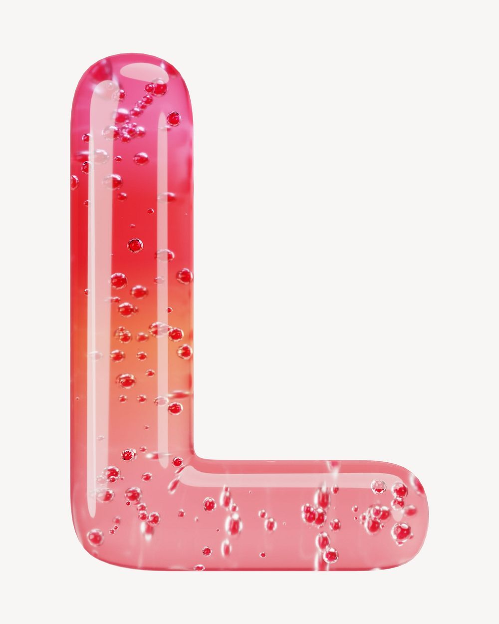 Letter L 3D red jelly alphabet illustration