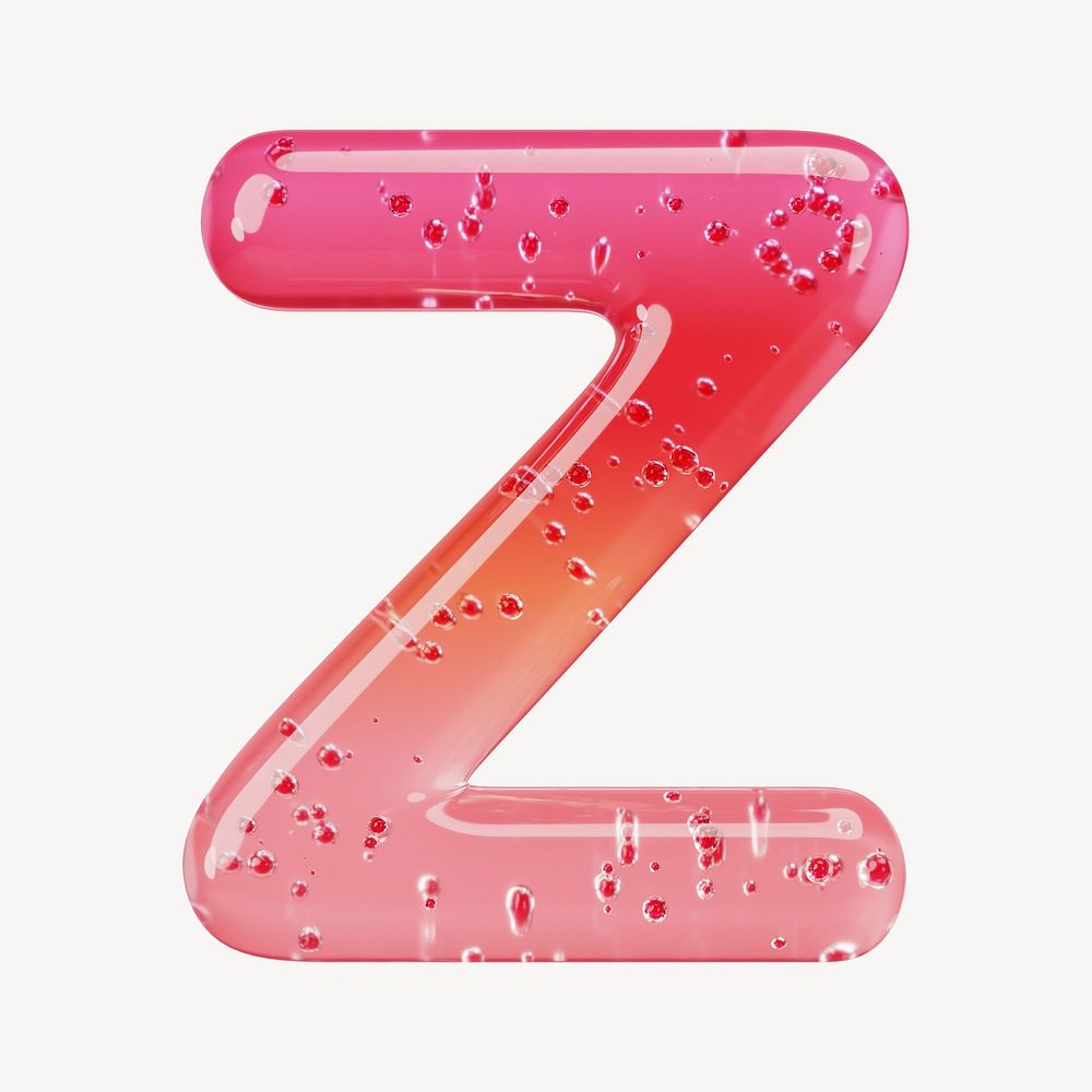Letter Z 3D red jelly alphabet illustration