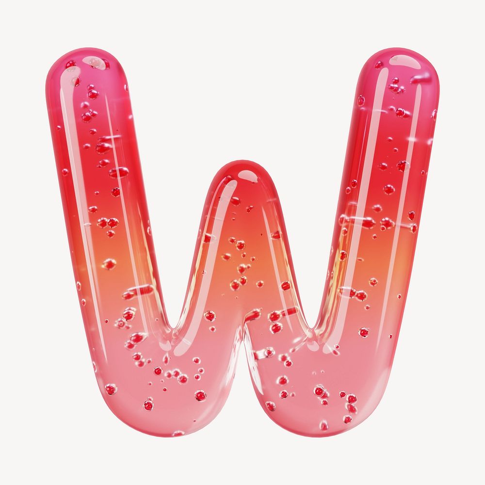 Letter W 3D red jelly alphabet illustration