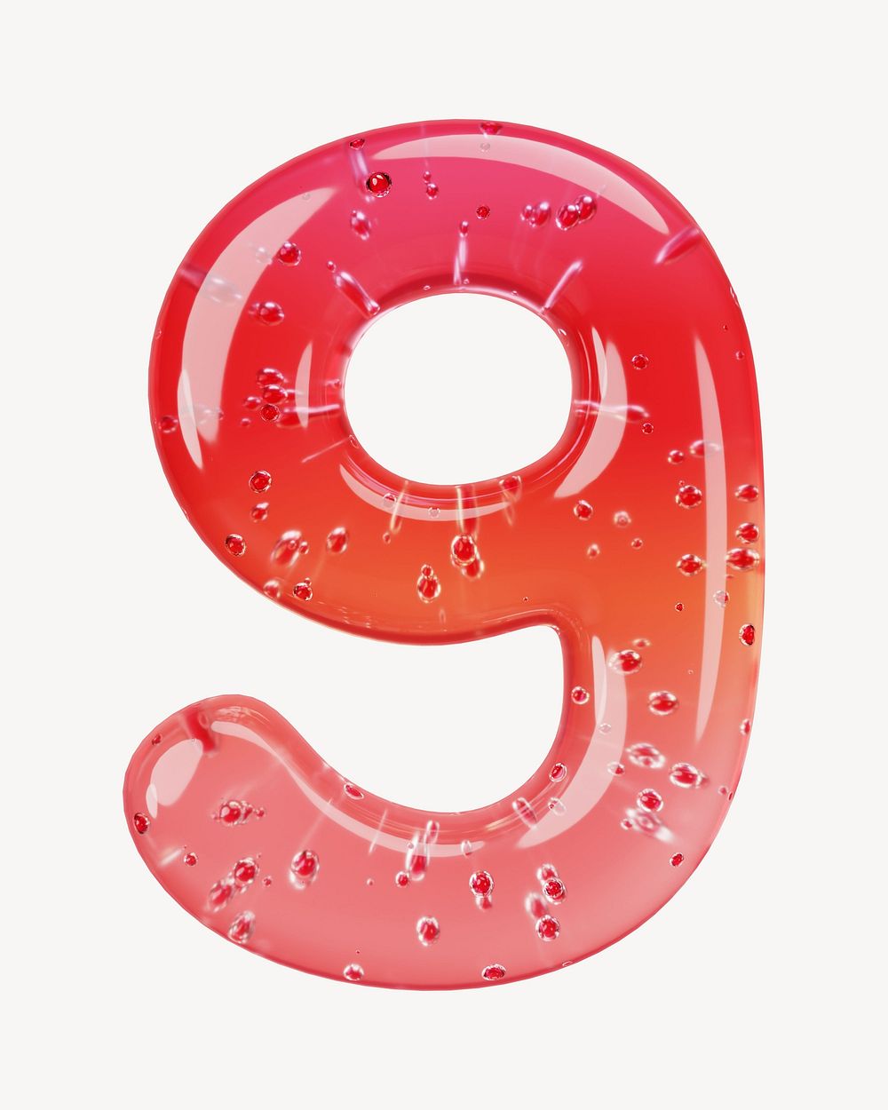 Number 9 3D red jelly illustration