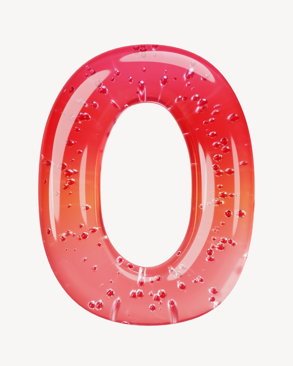 Number 0 3D red jelly illustration