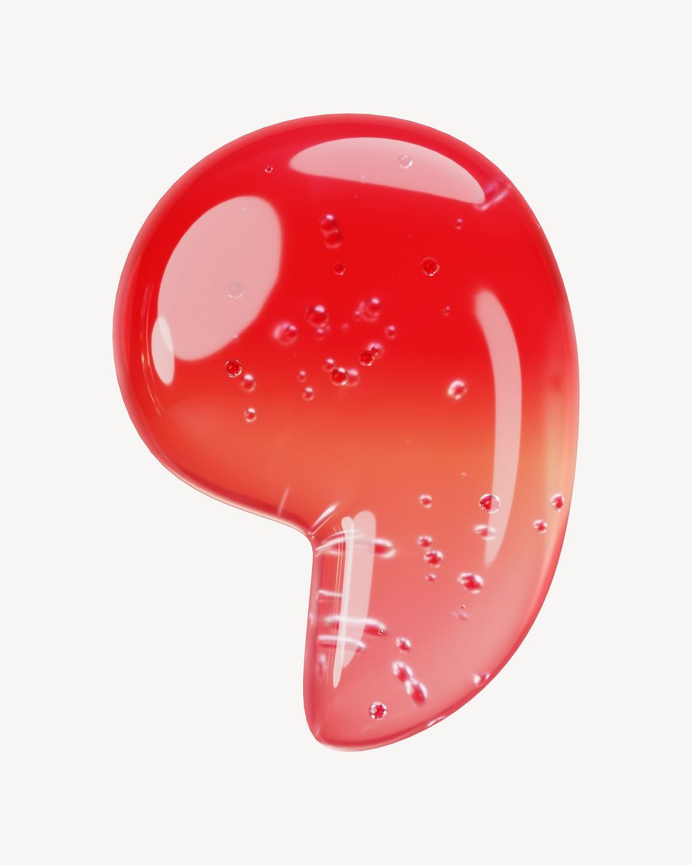 Apostrophe sign, 3D red jelly symbol illustration
