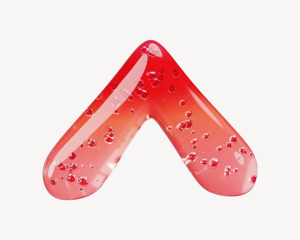 Circumflex sign, 3D red jelly symbol illustration