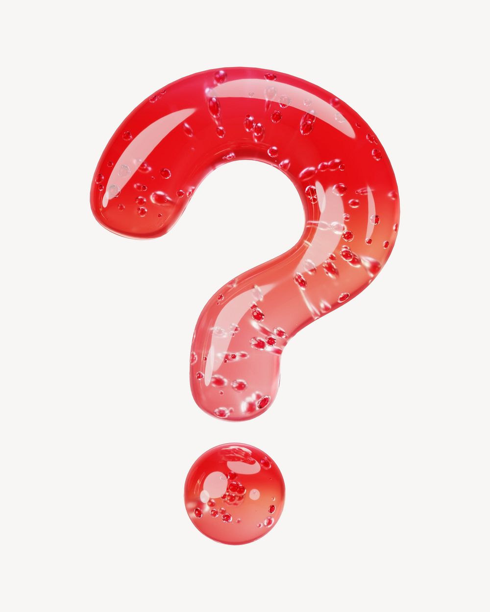 Question mark sign, 3D red jelly symbol illustration