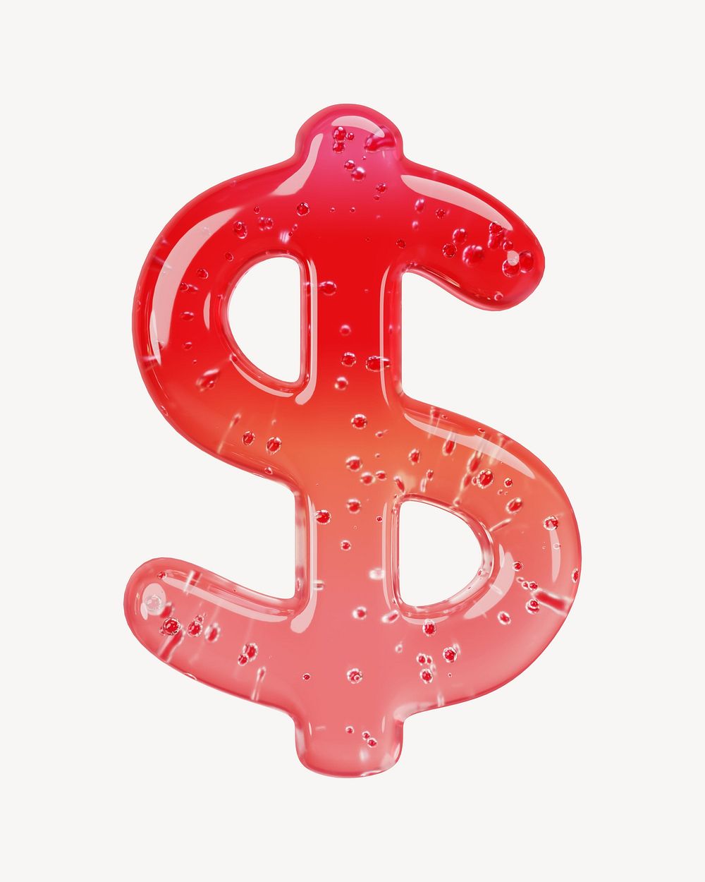 Dollar sign, 3D red jelly symbol illustration