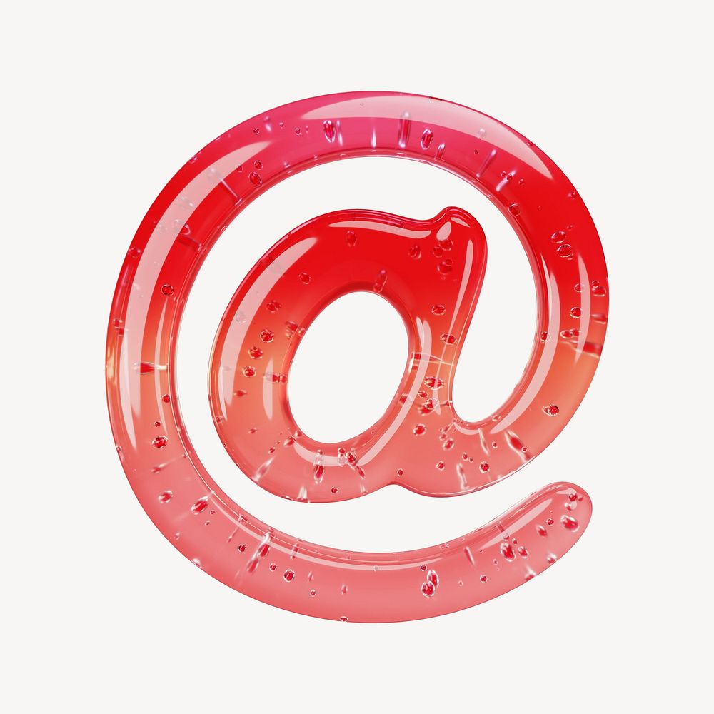 At the rate sign, 3D red jelly symbol illustration