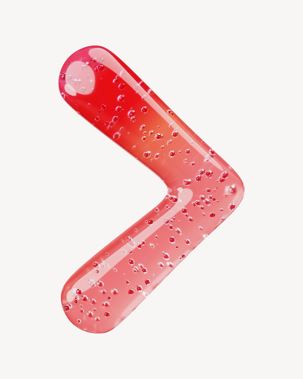 Less than sign, 3D red jelly symbol illustration