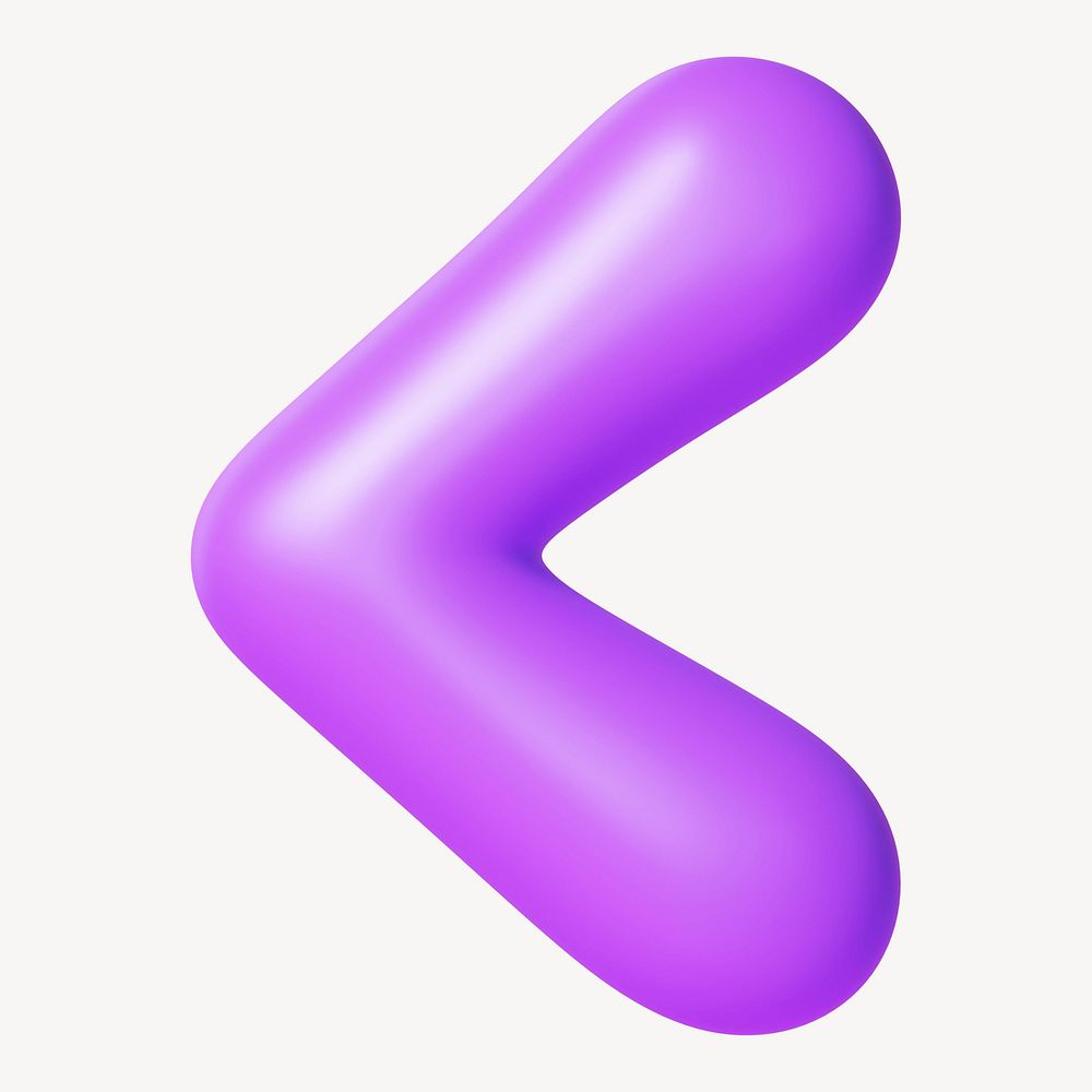 Less than 3D purple symbol illustration